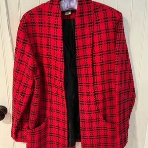 Coldwater Creek Red and Black Plaid Blazer